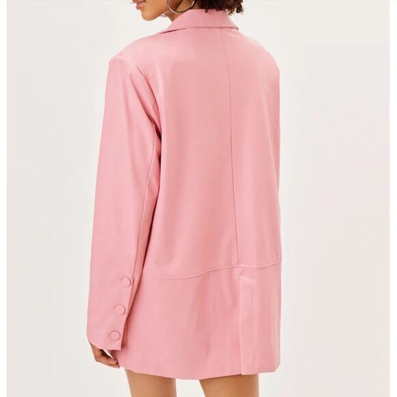 For Love & Lemons Talia Pink Faux Leather Blazer XS - Picture 2 of 8